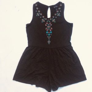 Black Embroidered Romper Jumper Shortall Sz 6/6X by Art Class